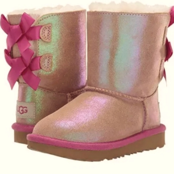 UGG Shoes Ugg Classic Short Bailey Button Ii Shimmer On Tan Boots 3 Little Girls Poshmark